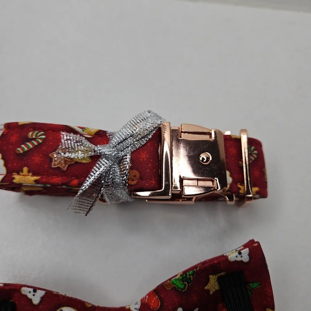 Aring Pet Dog Christmas Theme Cute Collar Collar With Bow Chic Petcore Size M